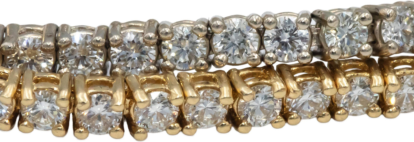 14k White & Yellow Gold VS Round Diamond Double Tennis Bracelet 5.85CT