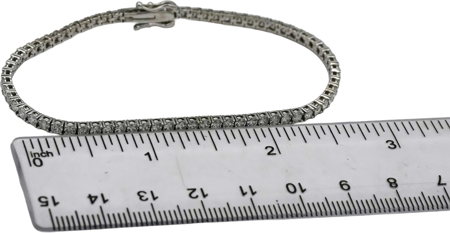 14k White Gold VS Round Diamond Tennis Bracelet 3.65CT
