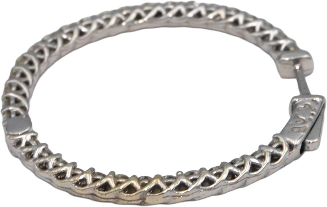 14k White Gold 4.30CT Round Cut Trellis Setting Inside Out Hoop Earrings