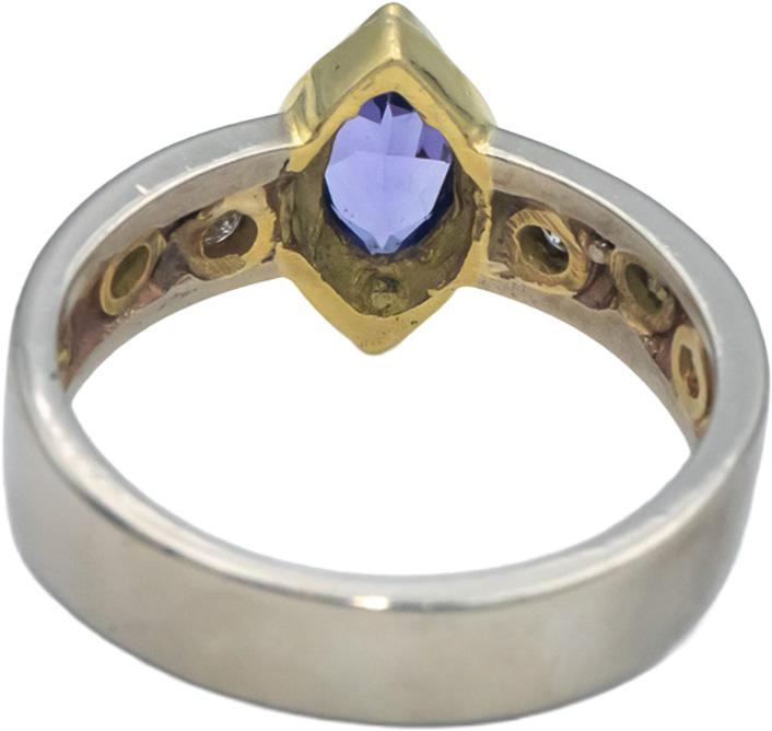 18k & 14k Yellow and White Gold 0.60CT Diamond and Tanzanite Ring Size 6.5