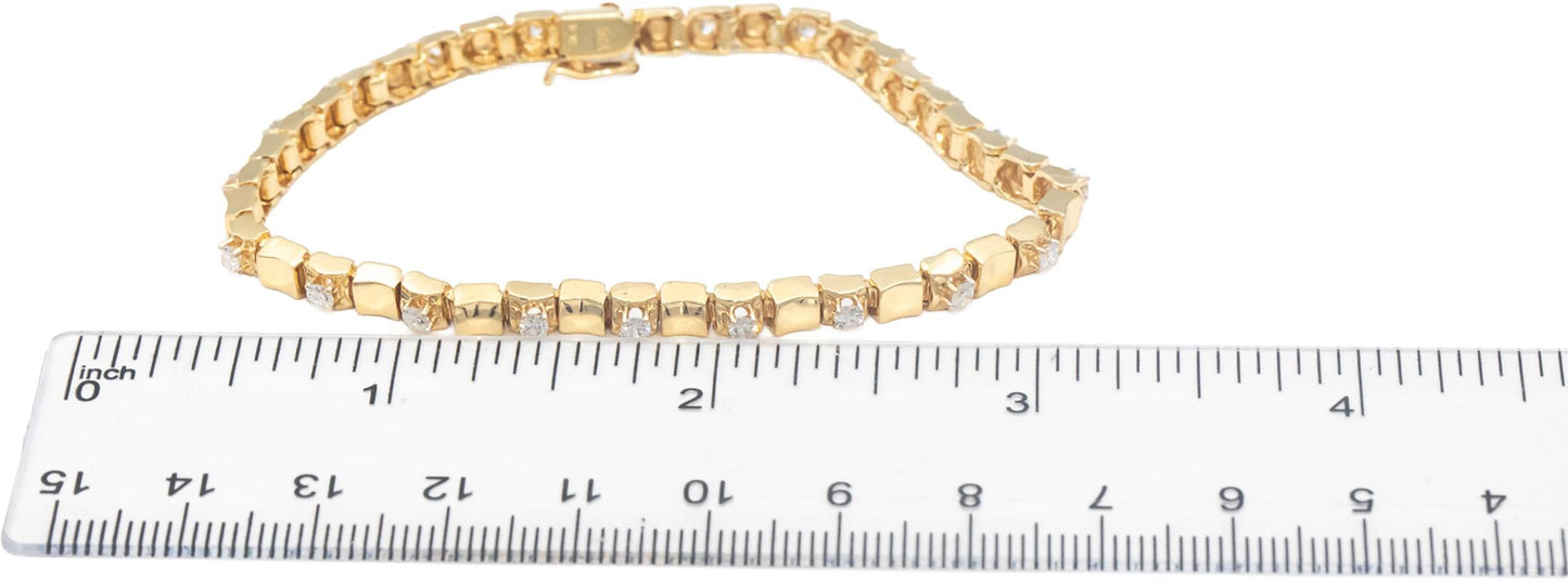 14k Yellow Gold Jewelry 1.0CT Round Cut Diamond Fancy Link Bracelet