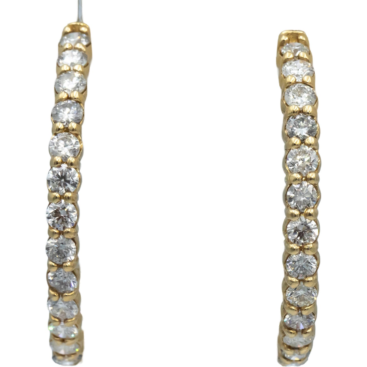 14k Yellow Gold Round Diamond Inside Out Circle Hoop Earrings 8.40CT