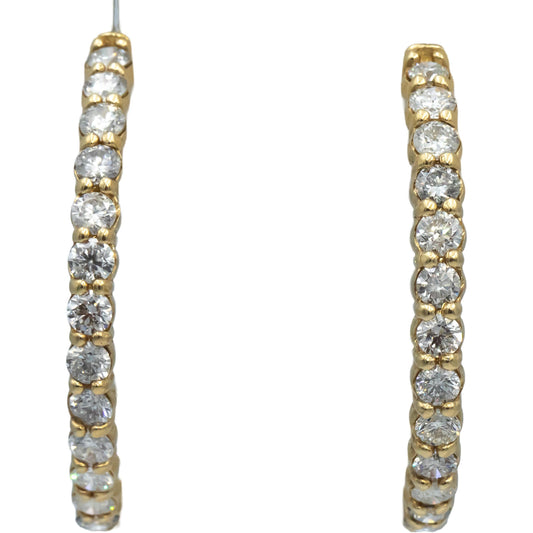 14k Yellow Gold Round Diamond Inside Out Circle Hoop Earrings 8.40CT