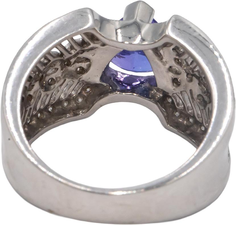 KALATI 18k White Gold 1.58CT Diamond and Tanzanite Cocktail Ring size 6.5