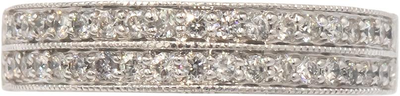14k White Gold Round Diamond Two Row Band Ring 0.50CT Size 7