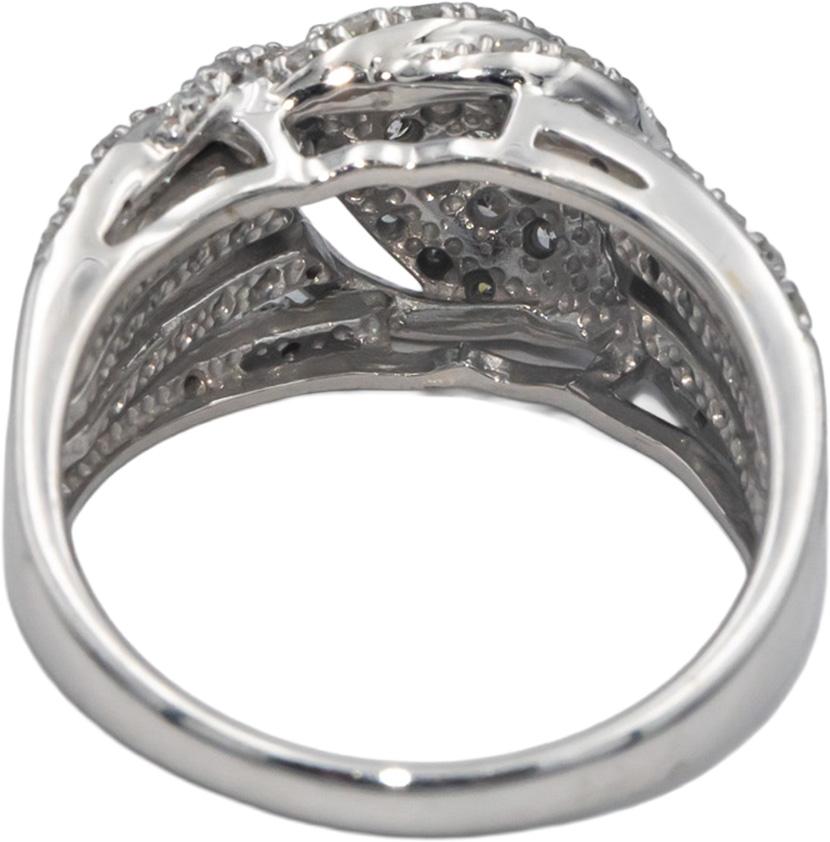14k White Gold 1.13CT Round Cut Diamond Swirl Band Ring Size 7