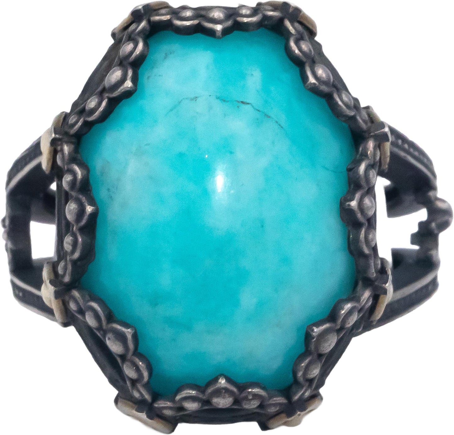 STAMBOLIAN 18k Gold Sterling Silver 10.0CT Amazonite Solitaire Ring Size 7.75