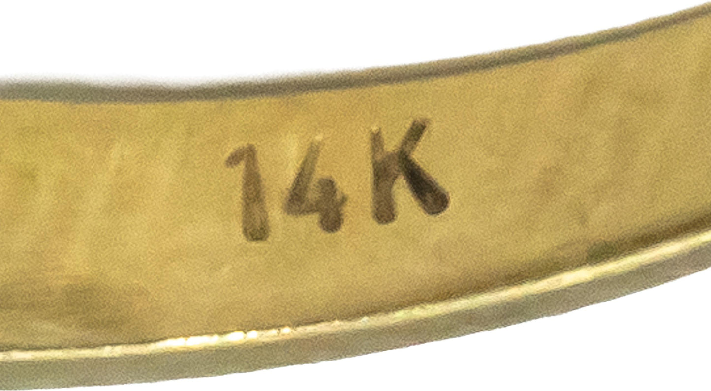 14k Yellow Gold Diamond and Emerald Ring 0.50CT Size 6.25