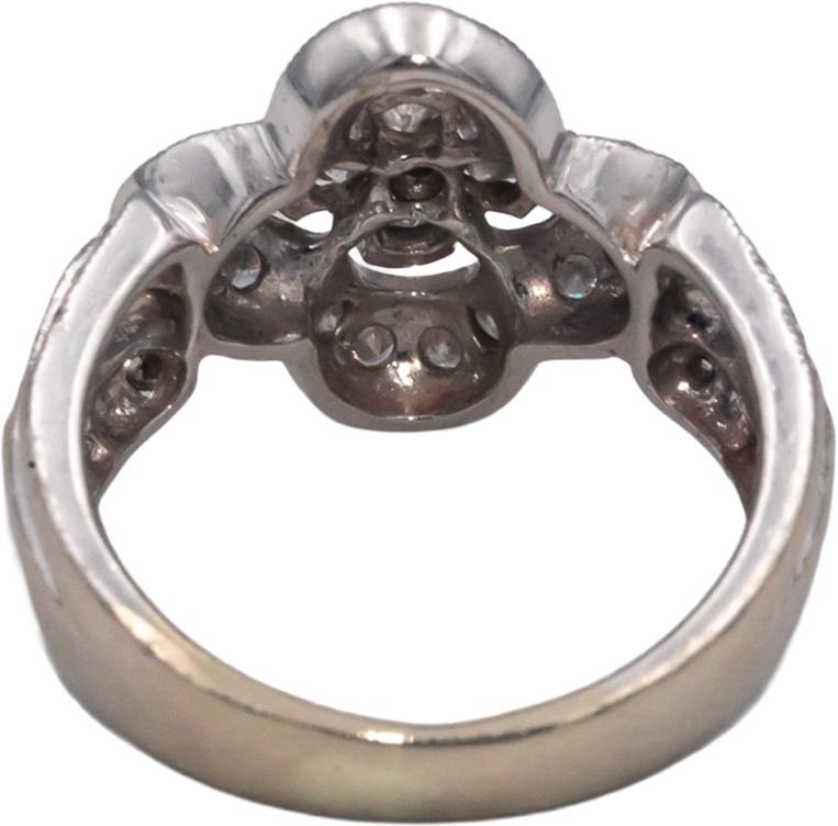 14k White Gold 0.50CT Round Cut Diamond Clover Ring Size 4.75