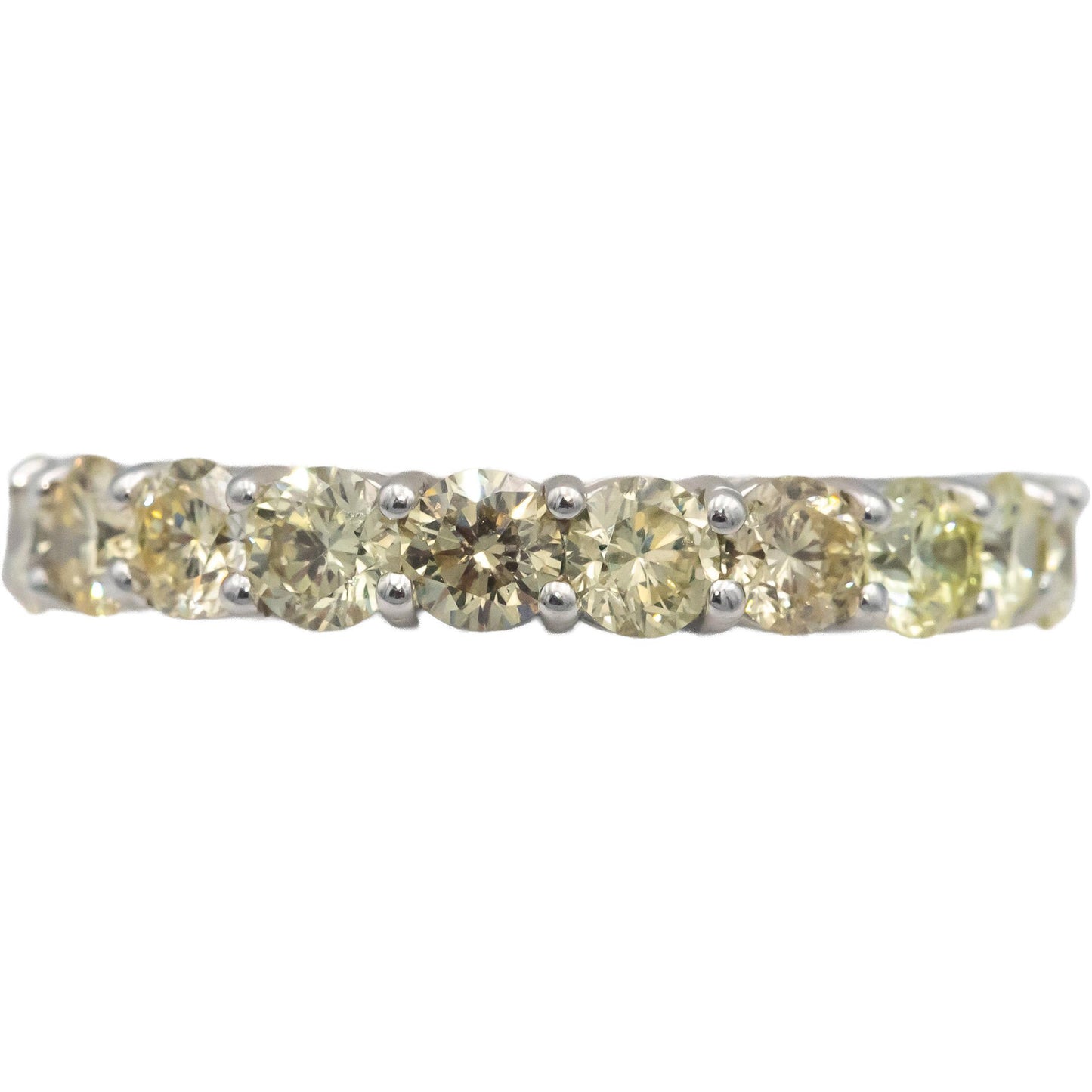 18k White Gold 3.15CT VS Light-Medium Yellow Diamond Eternity Ring Size 6