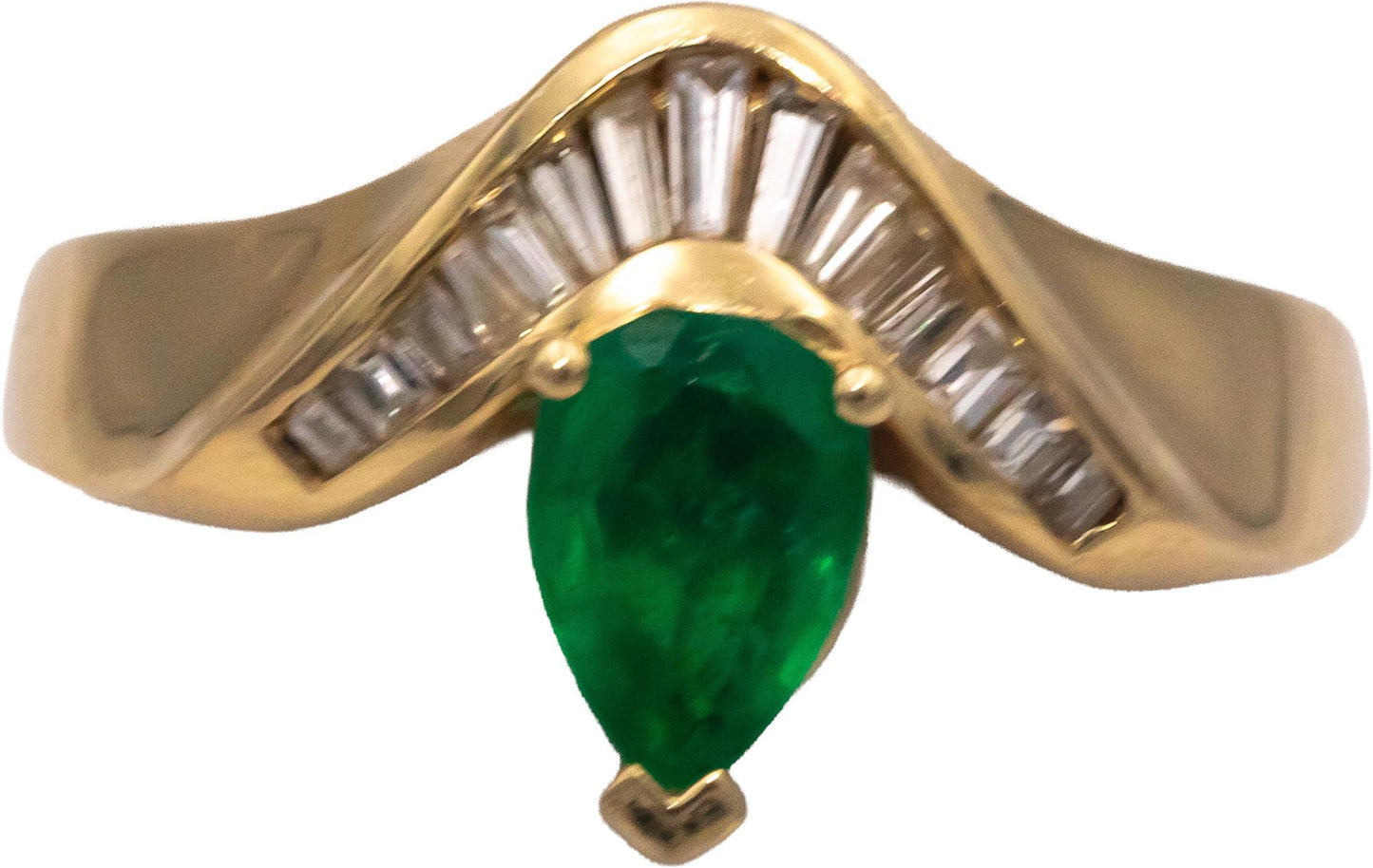 14k Yellow Gold 1.0CT VS Diamond and Emerald Ring Size 7.75