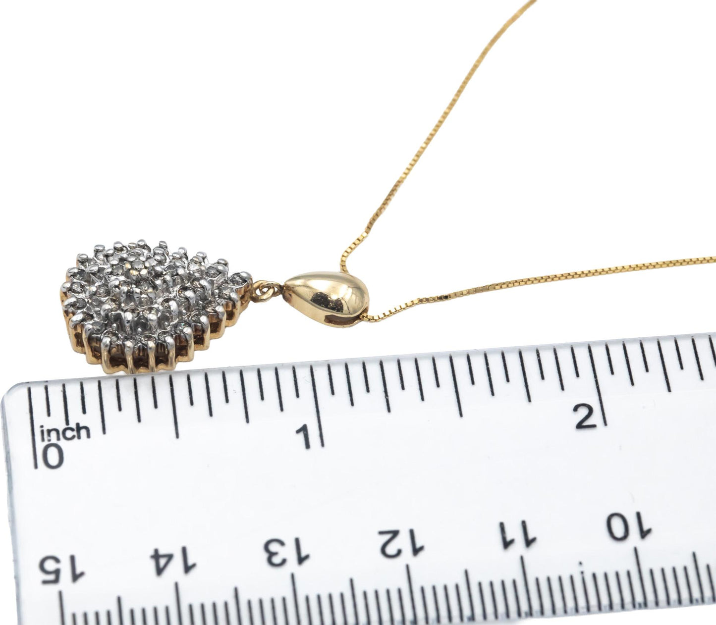 10k Yellow Gold 0.50CT Round Cut Diamond Cluster Pendant Necklace