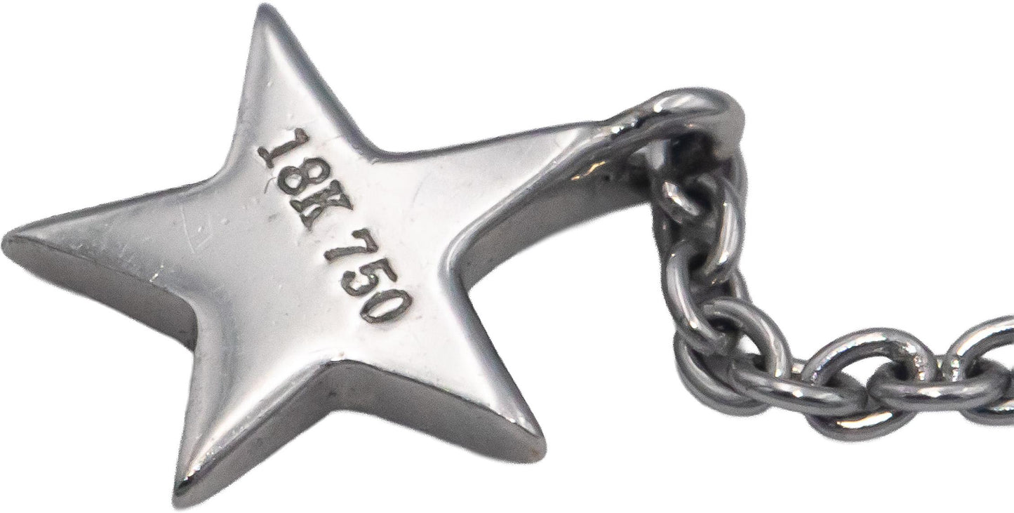 18k White Gold 0.10CT VS Round Cut Diamond Star Necklace w/ Adjustable Clasp