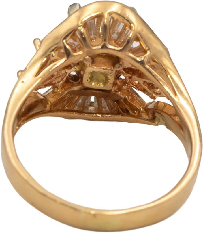 18k Yellow Gold Jewelry Emerald and VS Diamond Cocktail Ring 2.51CT Size 7.25