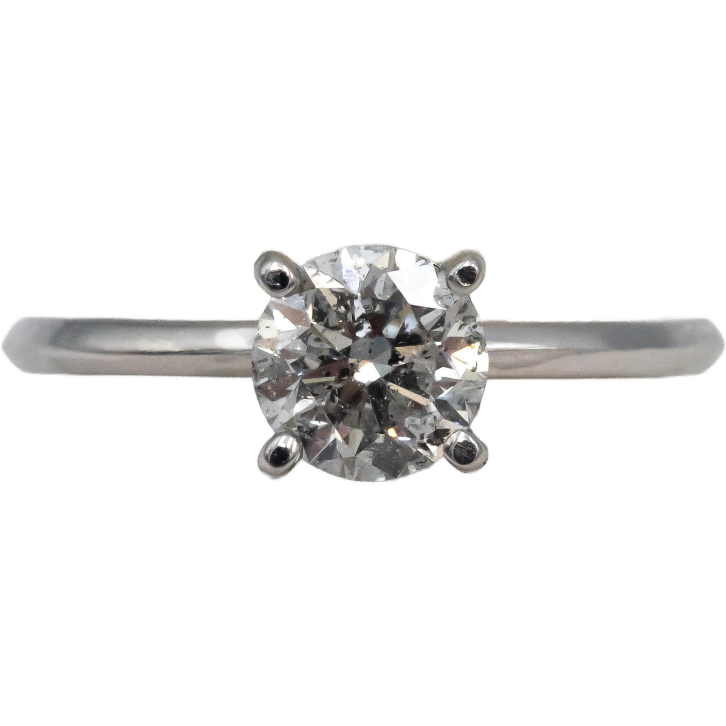 14k White Gold Round Diamond Solitaire Engagement Ring 1.01CT Size 5.5