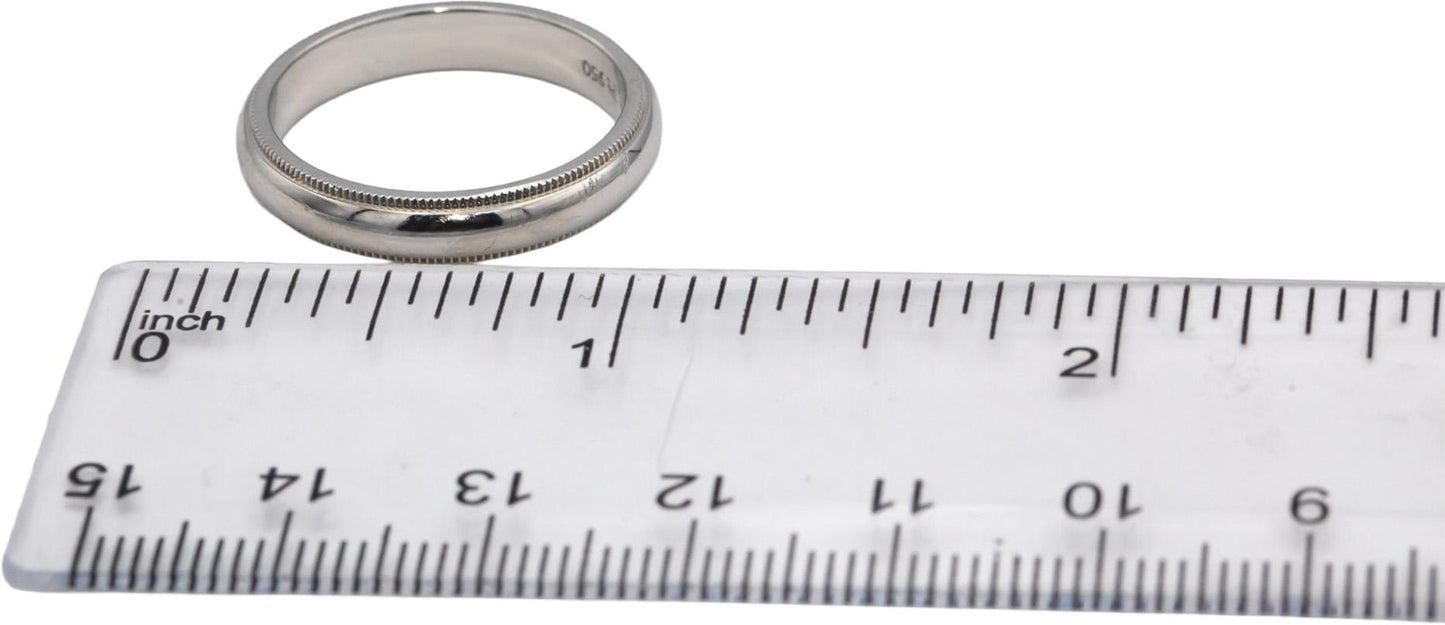 TIFFANY & CO. Platinum Classic Milgrain Wedding Band Ring Size 8.75 w/ Box