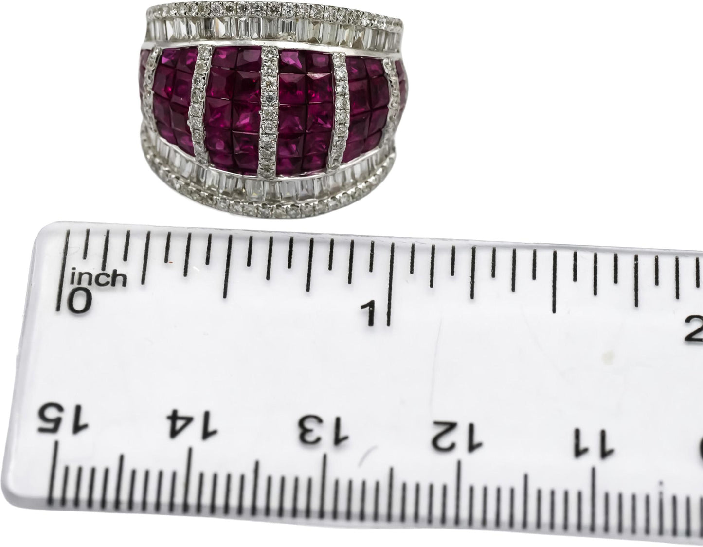 18k White Gold Ruby and Diamond Cluster Curved Earrings 7.90CTW