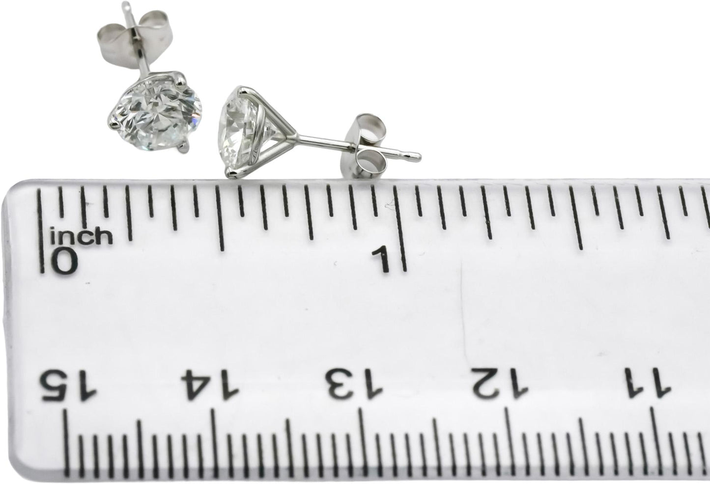 14k White Gold Round Lab-Grown Diamond Martini Setting Stud Earrings 2.01CT