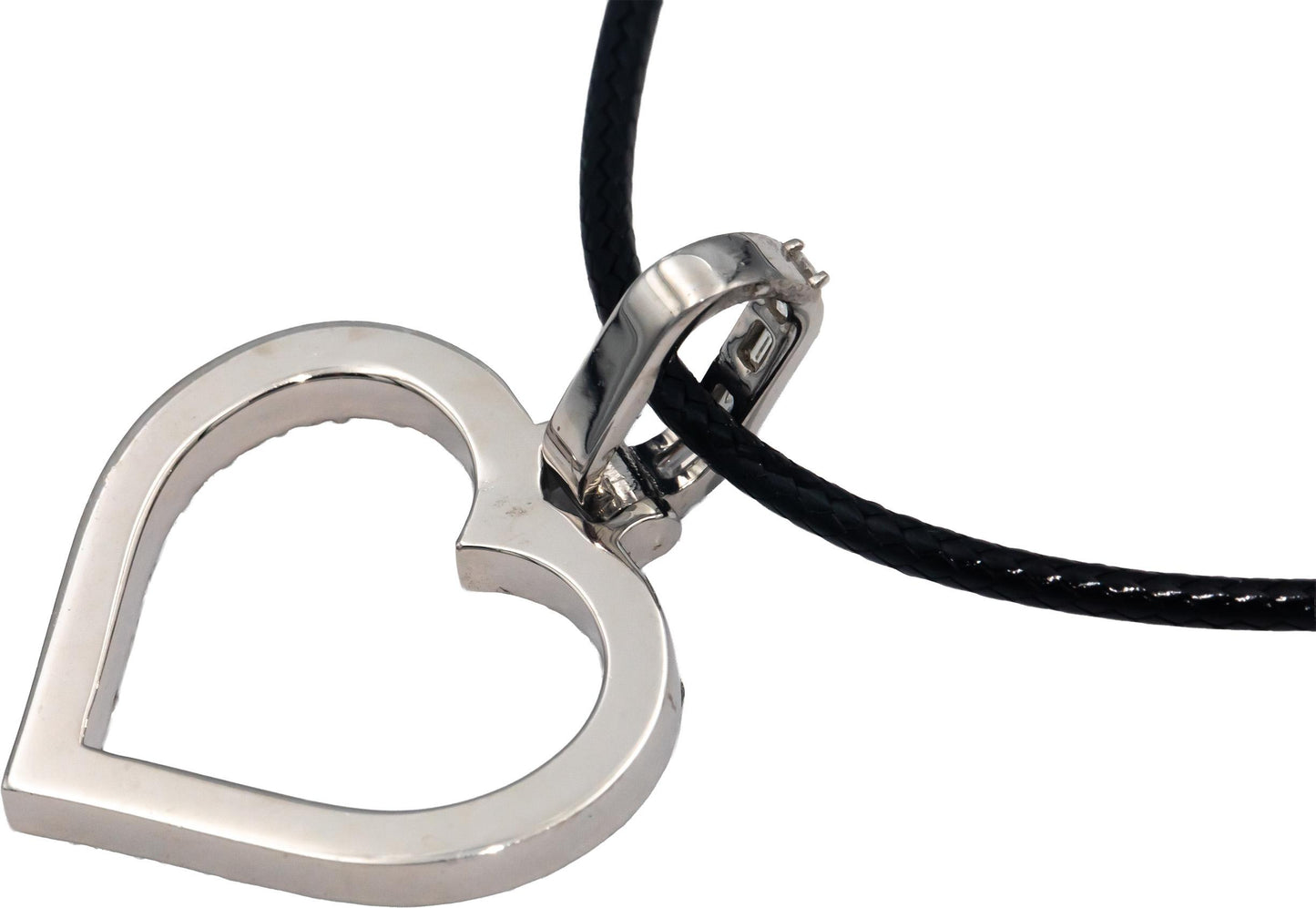 10k White Gold 2.15CT Diamond Open Heart Pendant on Cord Necklace