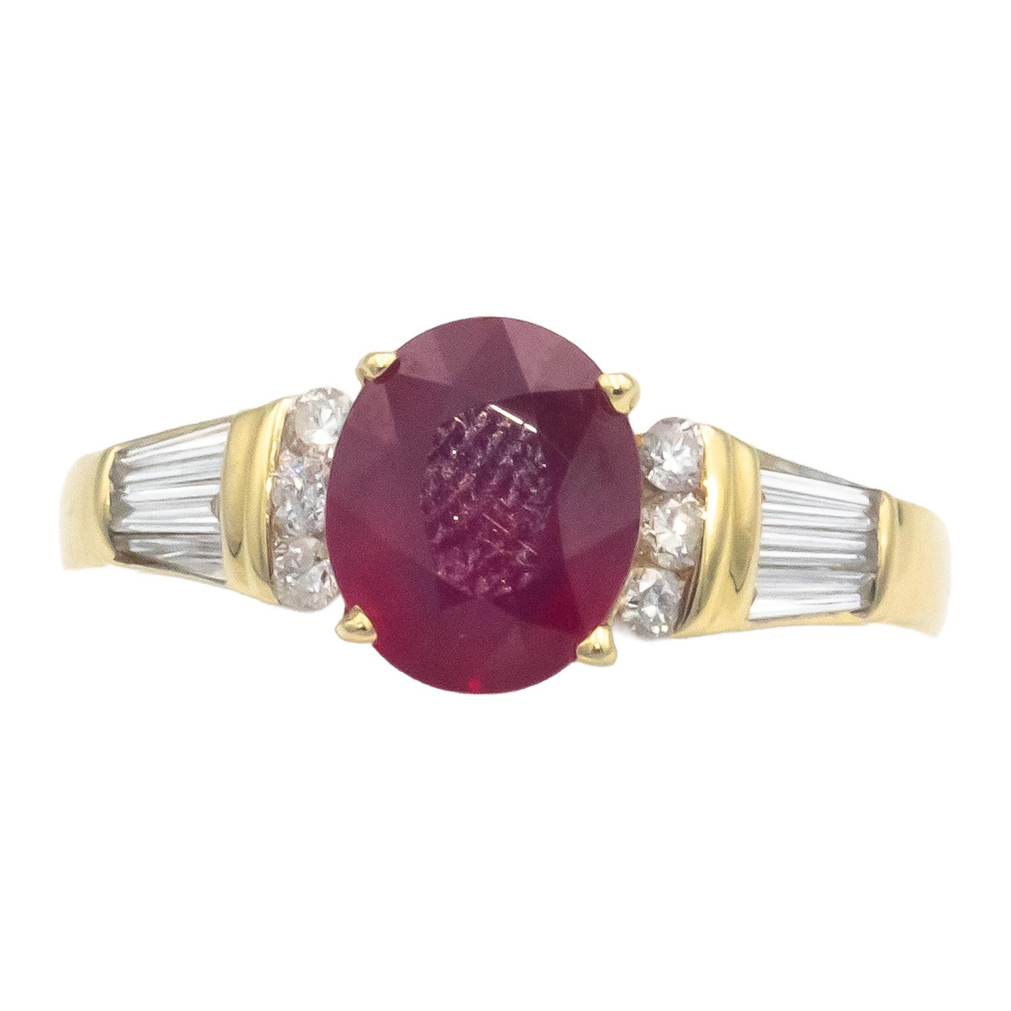 18k Yellow Gold 2.55CT Diamond and Ruby Cocktail Ring Size 6.5