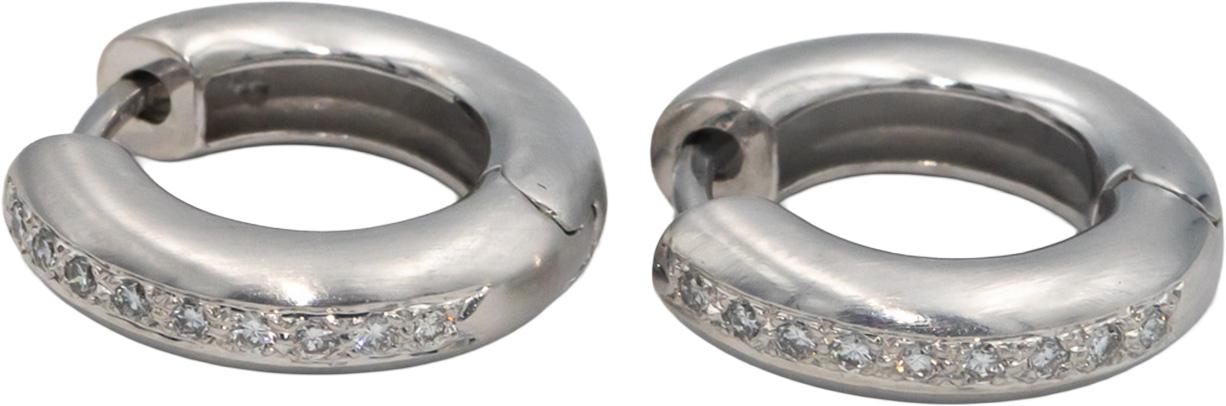 14k White Gold 0.20CT VS Diamond Satin Finish Hoop Huggie Earrings