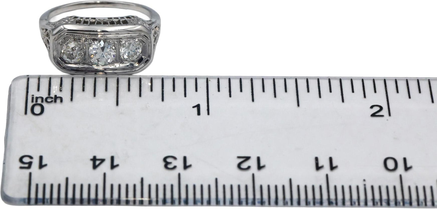 Vintage Antique 14k Gold VS Diamond Filigree Ring Size 4 0.85CT w/ 0.25CT Center