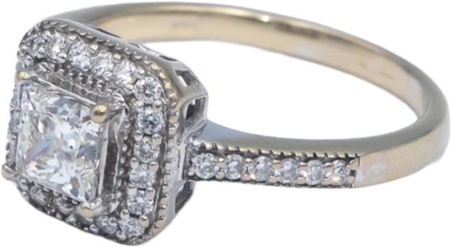 14k White Gold 0.95CT Diamond Engagement Ring w/ 0.60CT Center Size 6.75