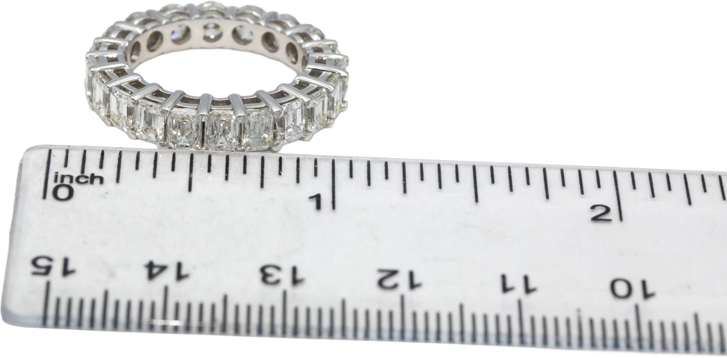 18k White Gold VS Round & Emerald Cut Diamond Eternity Ring 5.0CT Size 6.5
