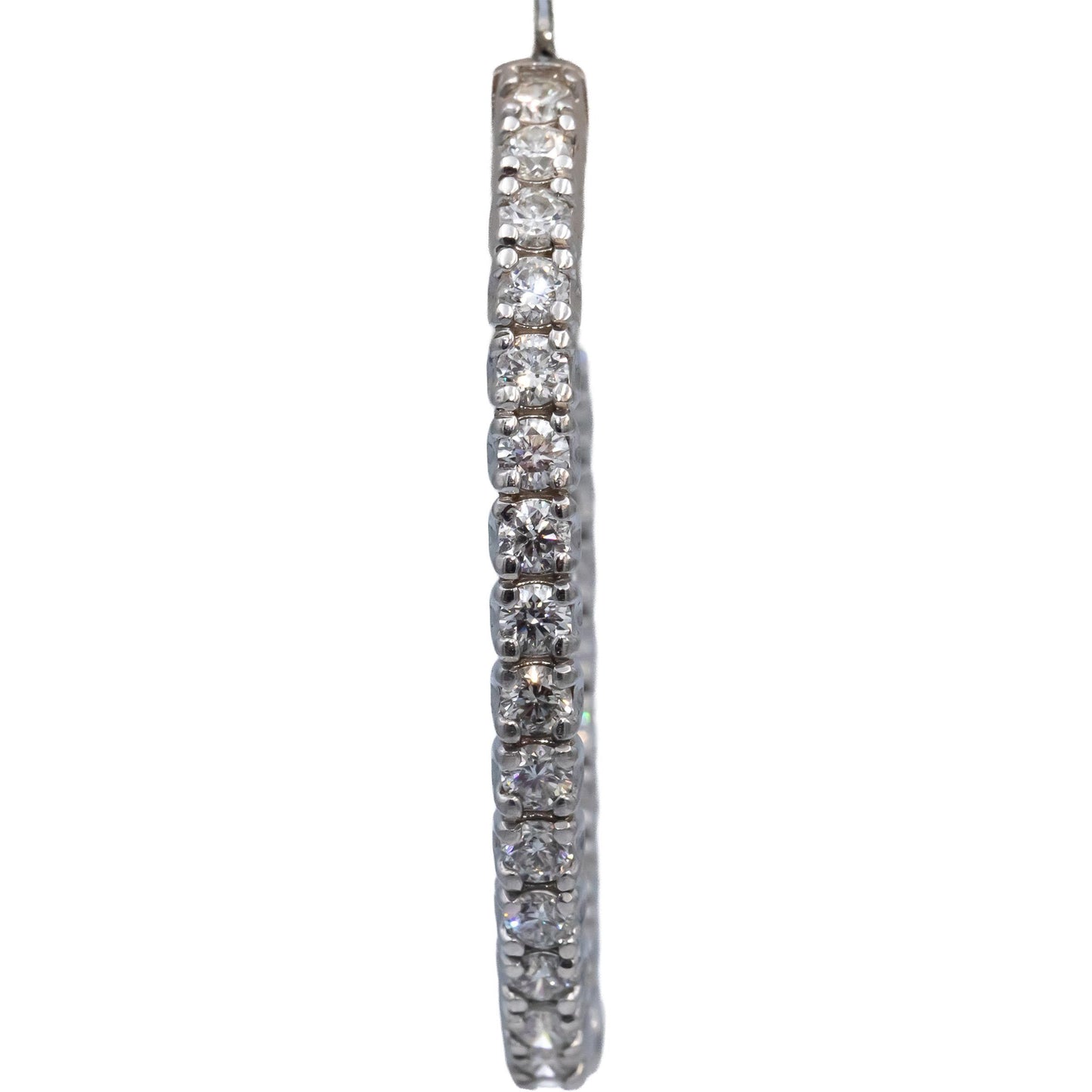 18k White Gold VS Round Diamond Oval Inside Out Hoop Earrings 5.41CT