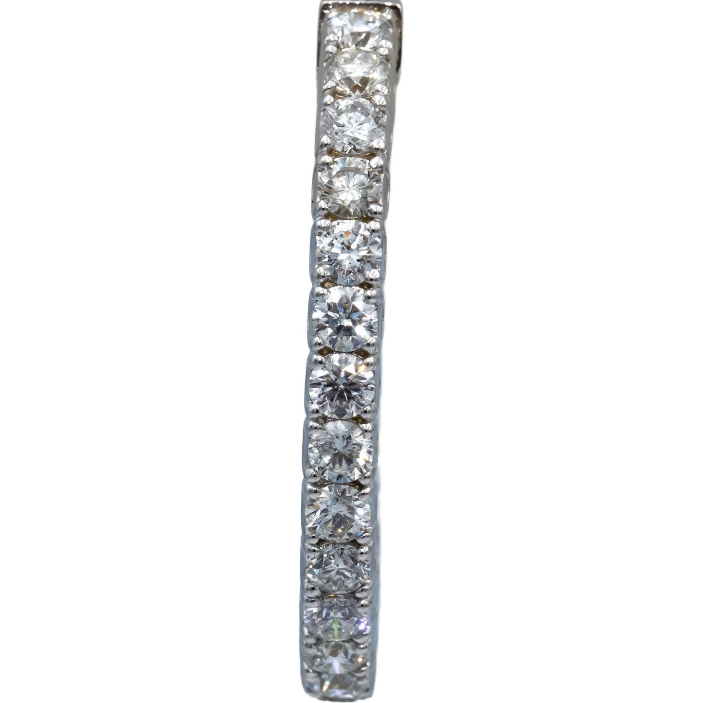 14k White Gold VS Round Diamond Inside Out Circle Hoop Earrings 4.48CT
