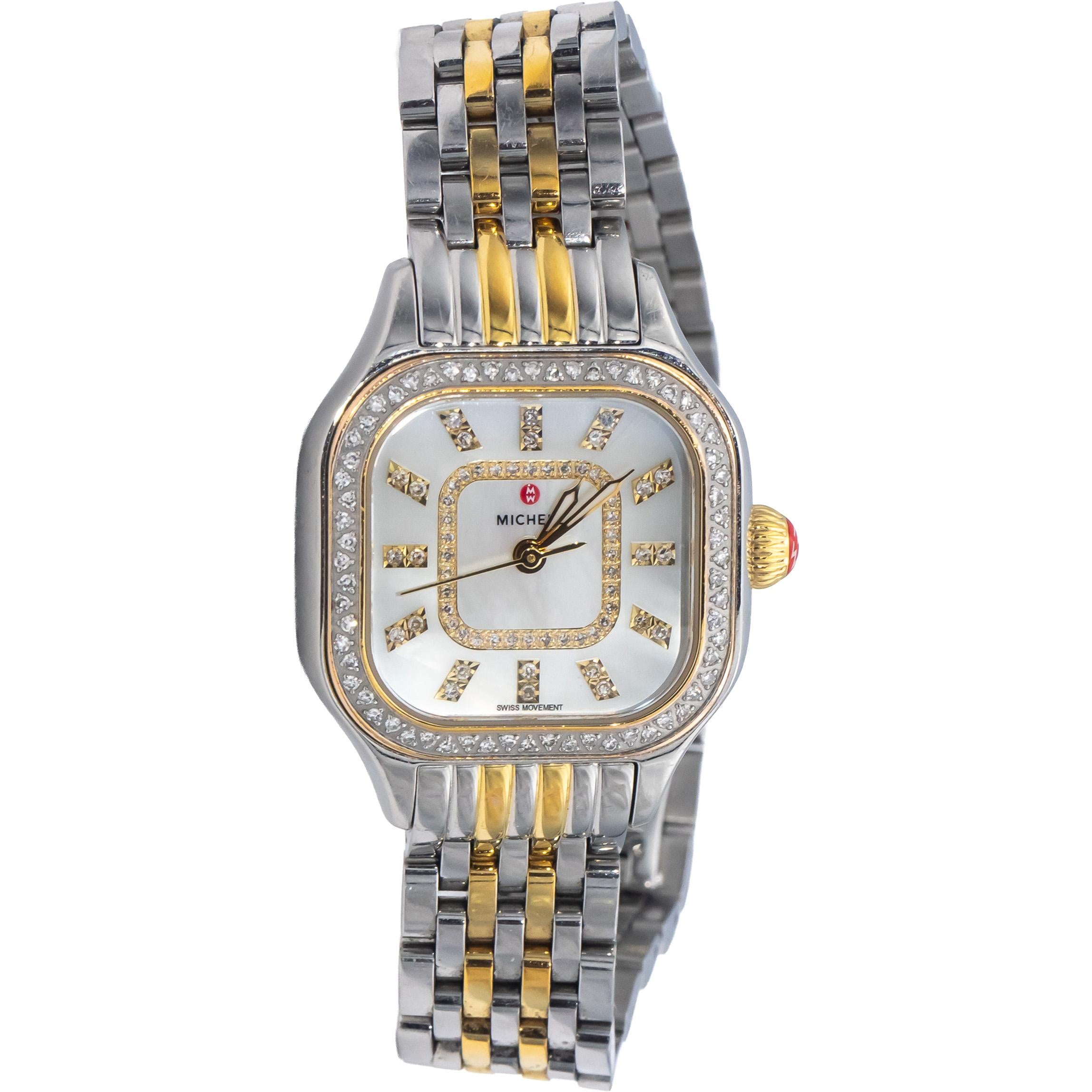 MICHELE Meggie Two-Tone 18k Gold Plate Diamond MOP Dial Quartz