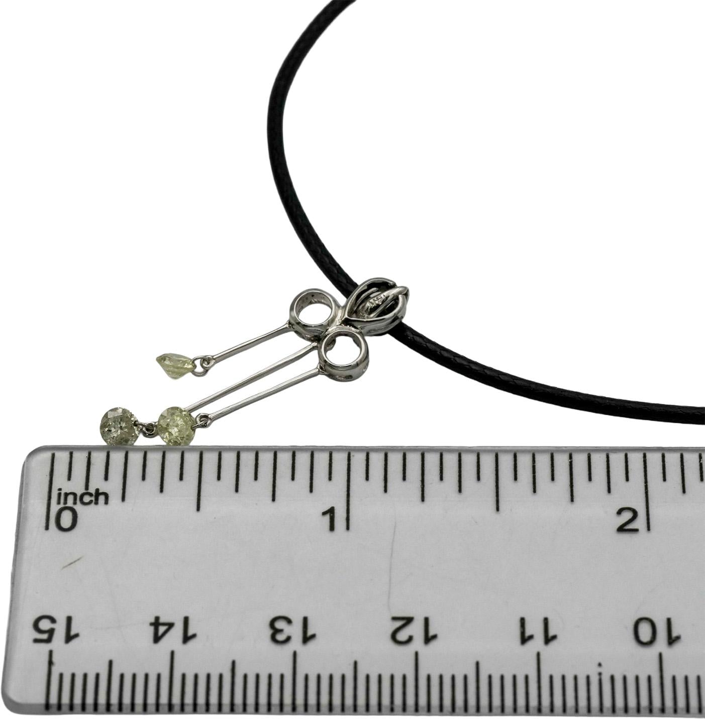 14k White Gold Round Diamond Dangle Pendant Necklace 0.63CT