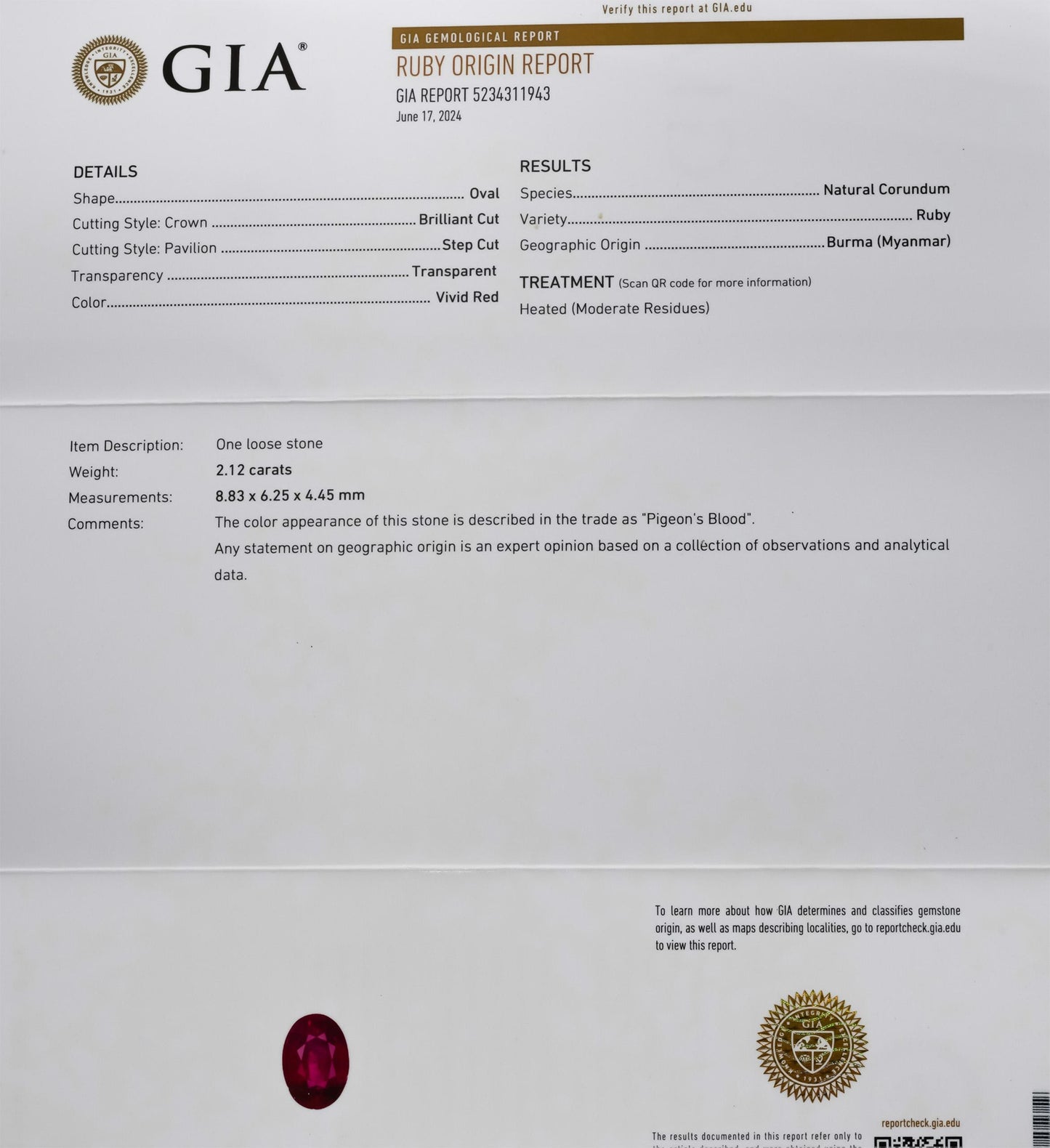 GIA Certified Platinum Ruby and VS Diamond Cocktail Ring 3.04CT Size 6.5