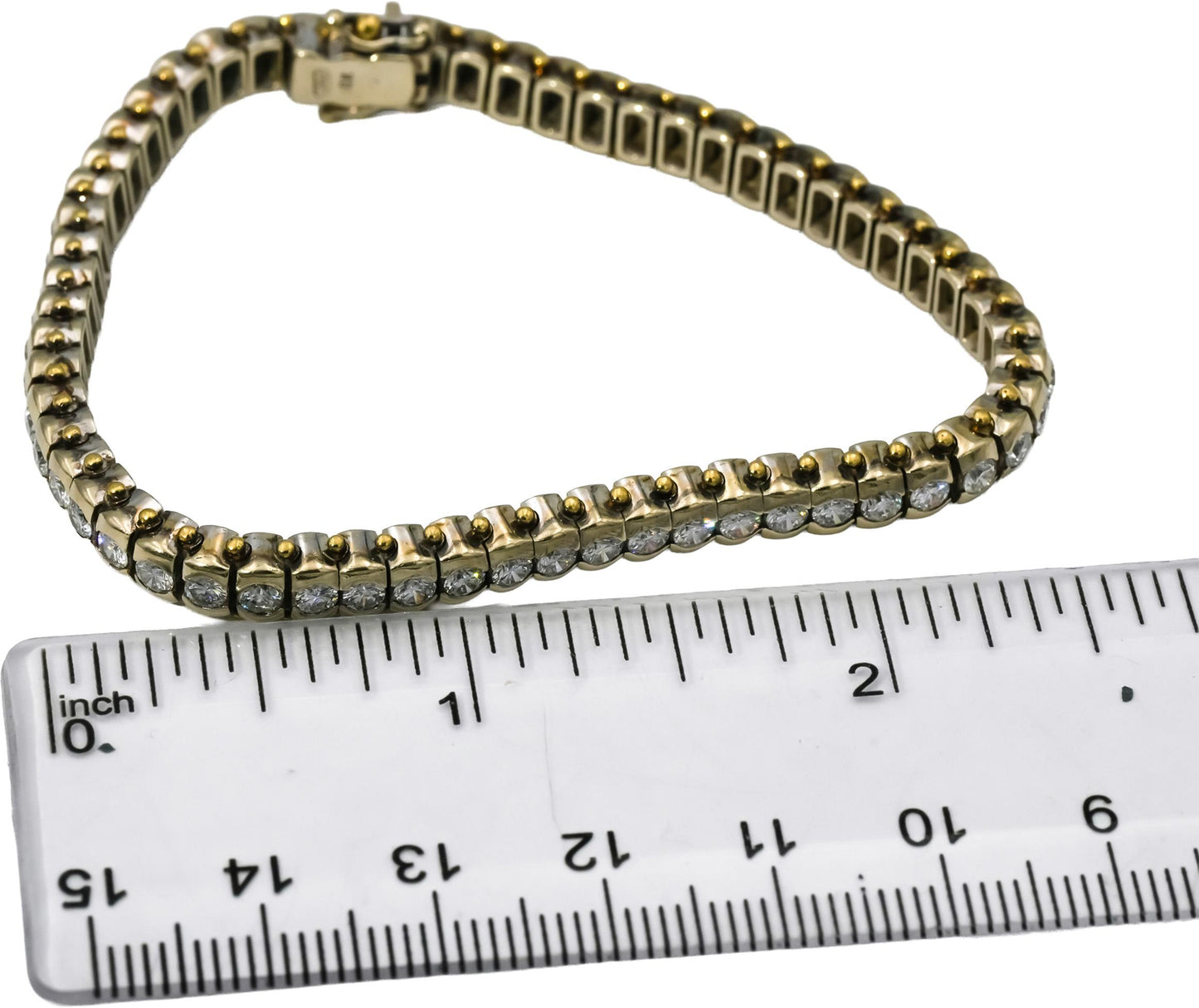 18k White Yellow Gold VS Round Half Bezel Set Diamond Tennis Bracelet 5.0CT