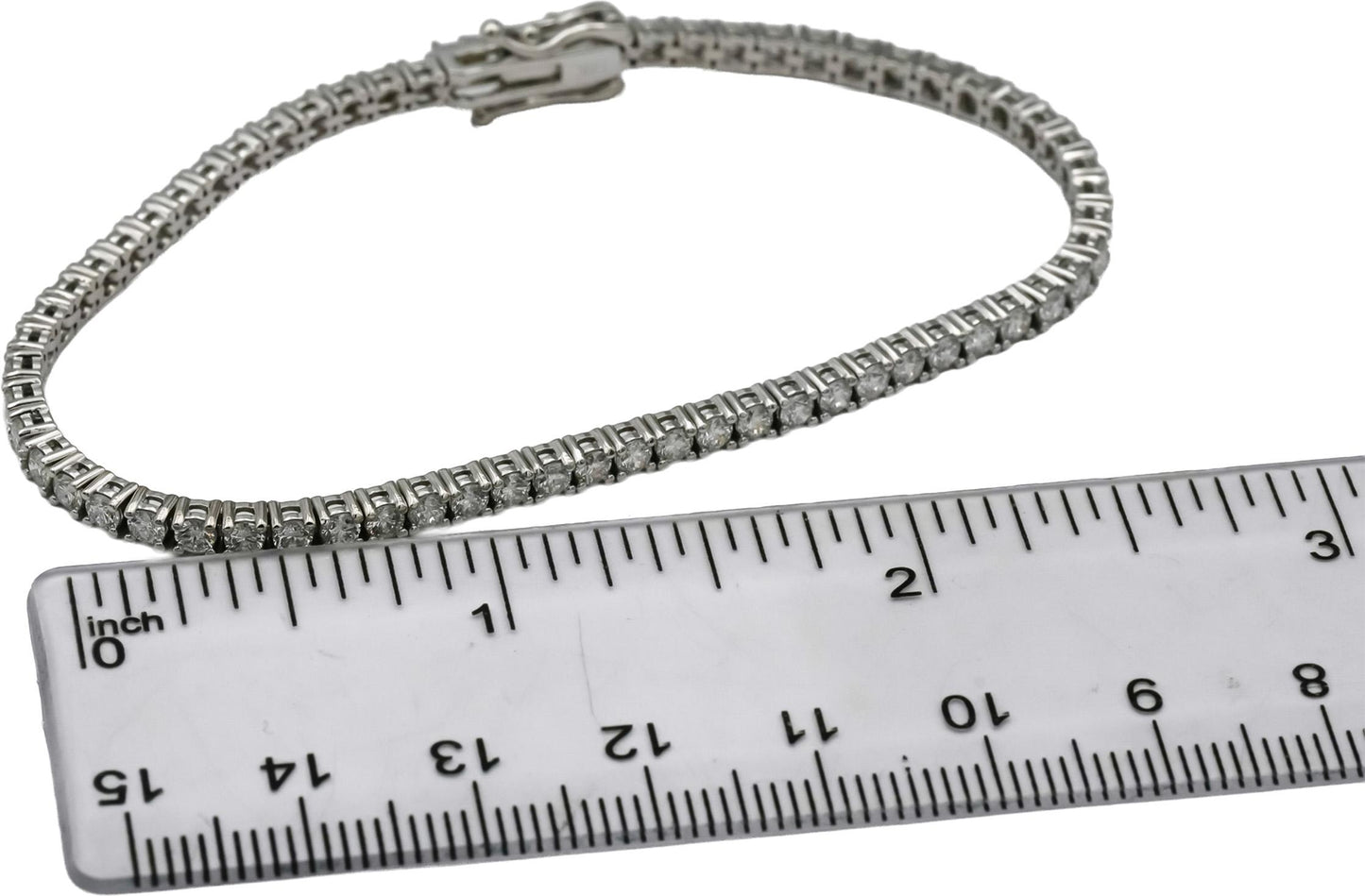 14k White Gold VS Round Diamond Tennis Bracelet 3.65CT