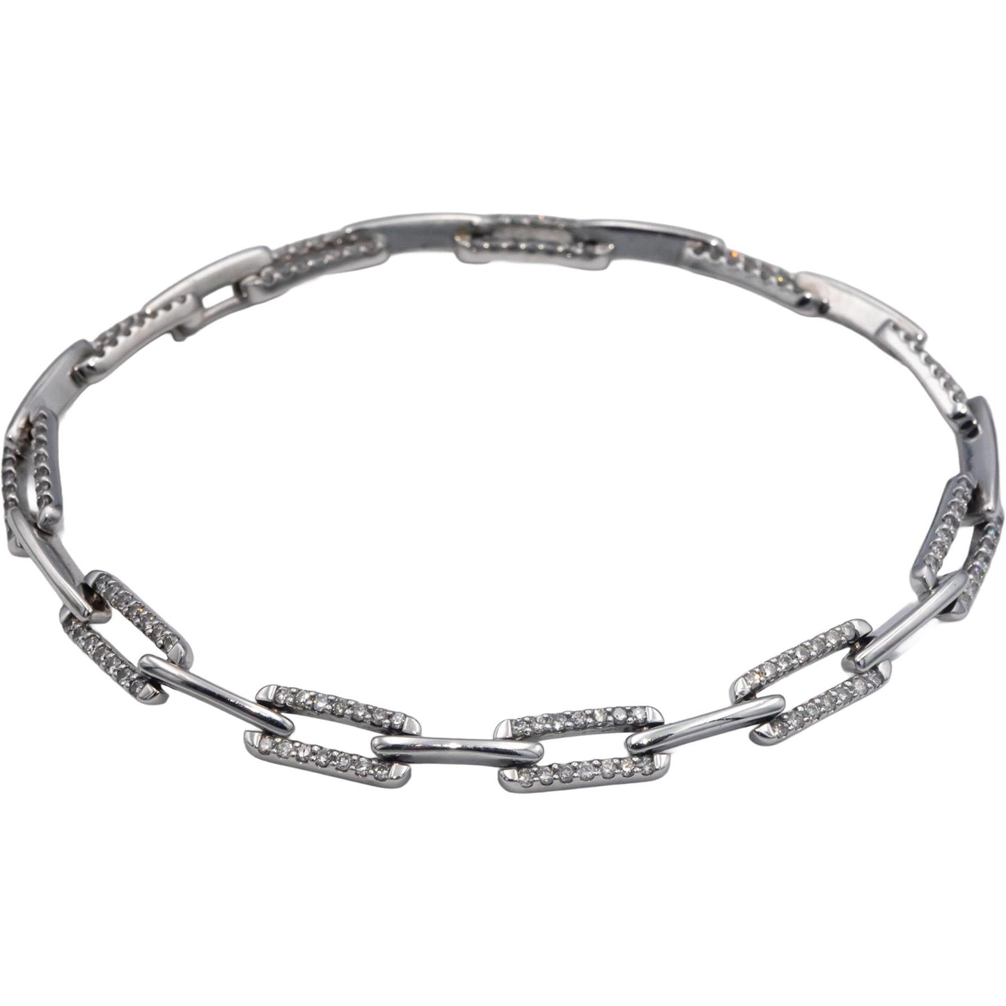 18k White Gold Jewelry 1.40CT Round Cut Diamond Fancy Link Bracelet