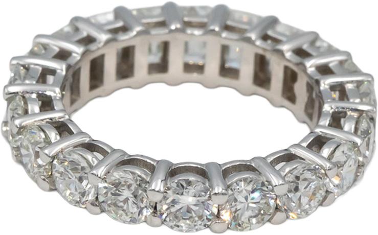 18k White Gold VS Round & Emerald Cut Diamond Eternity Ring 5.0CT Size 6.5