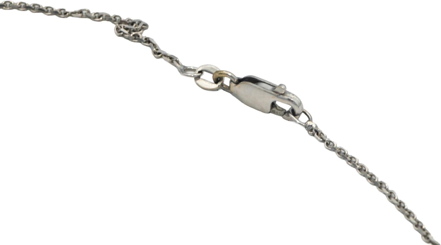 14k White Gold 0.75CT Diamond Past Present Future Pendant Chain Necklace