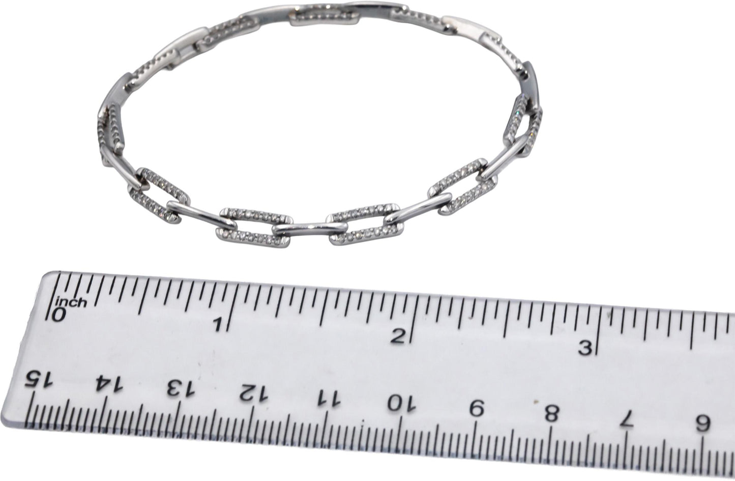 18k White Gold Jewelry 1.40CT Round Cut Diamond Fancy Link Bracelet