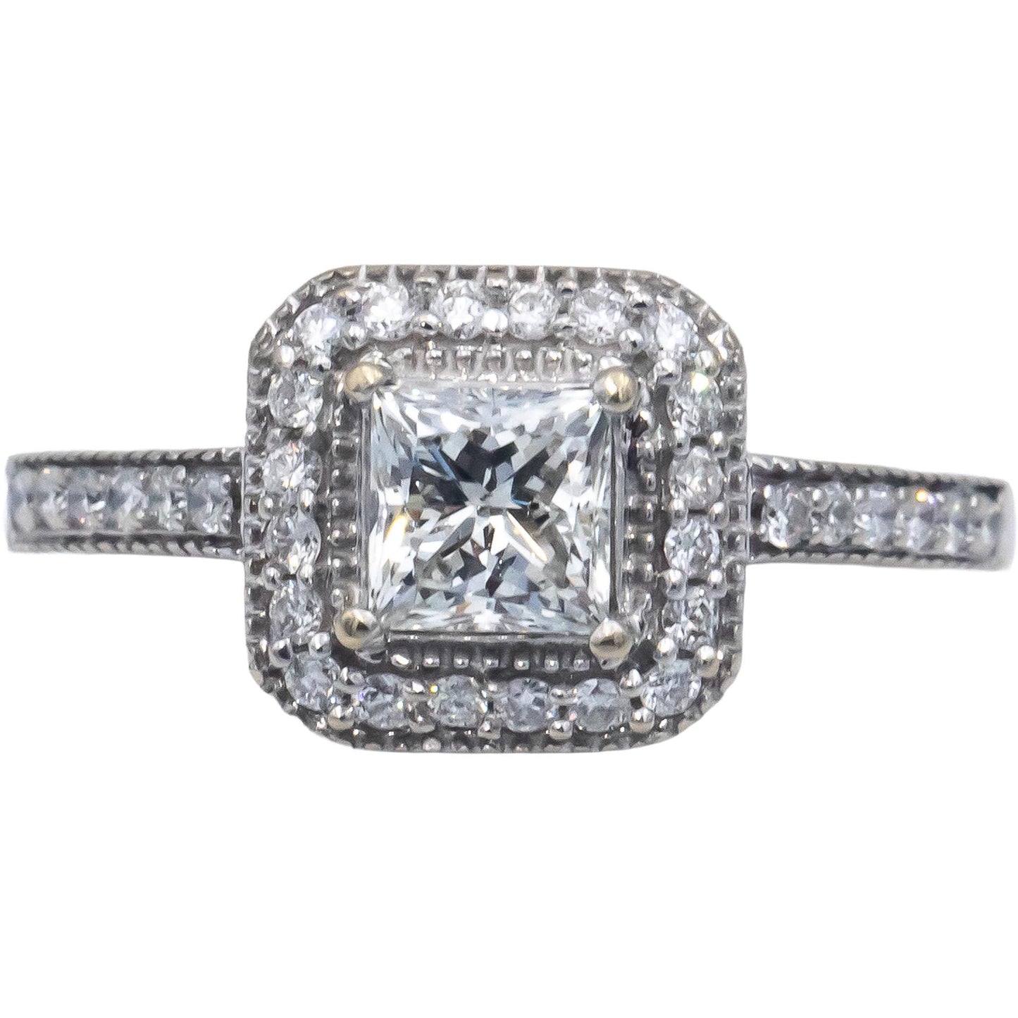 14k White Gold 0.95CT Diamond Engagement Ring w/ 0.60CT Center Size 6.75
