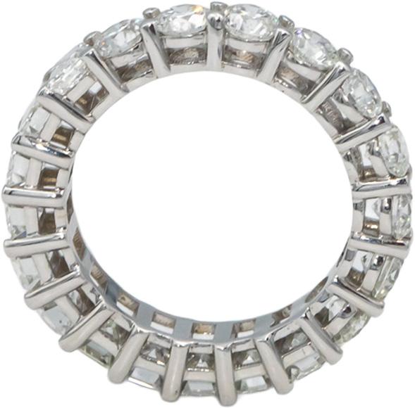 18k White Gold VS Round & Emerald Cut Diamond Eternity Ring 5.0CT Size 6.5