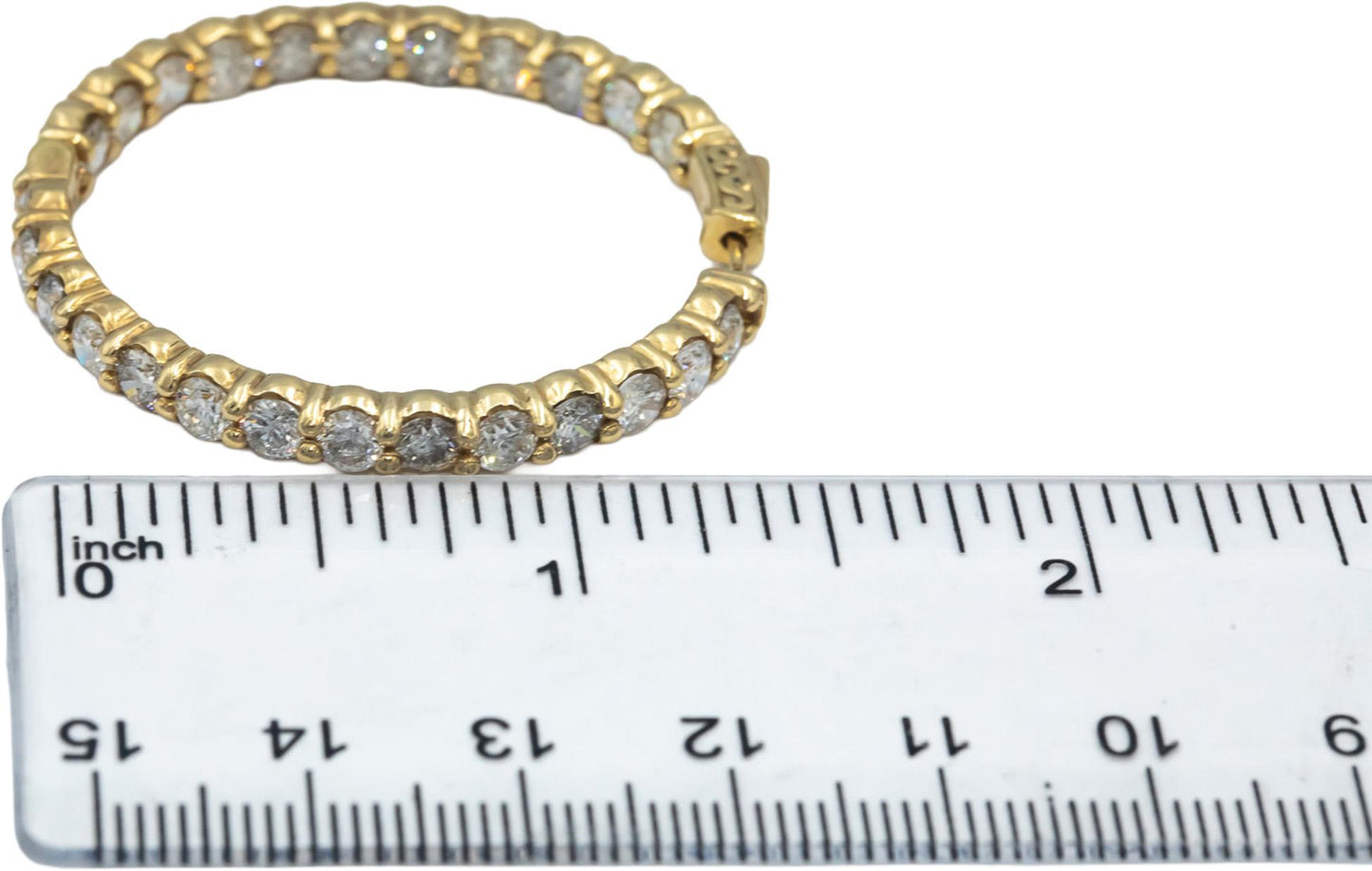 14k Yellow Gold Round Diamond Inside Out Circle Hoop Earrings 8.40CT