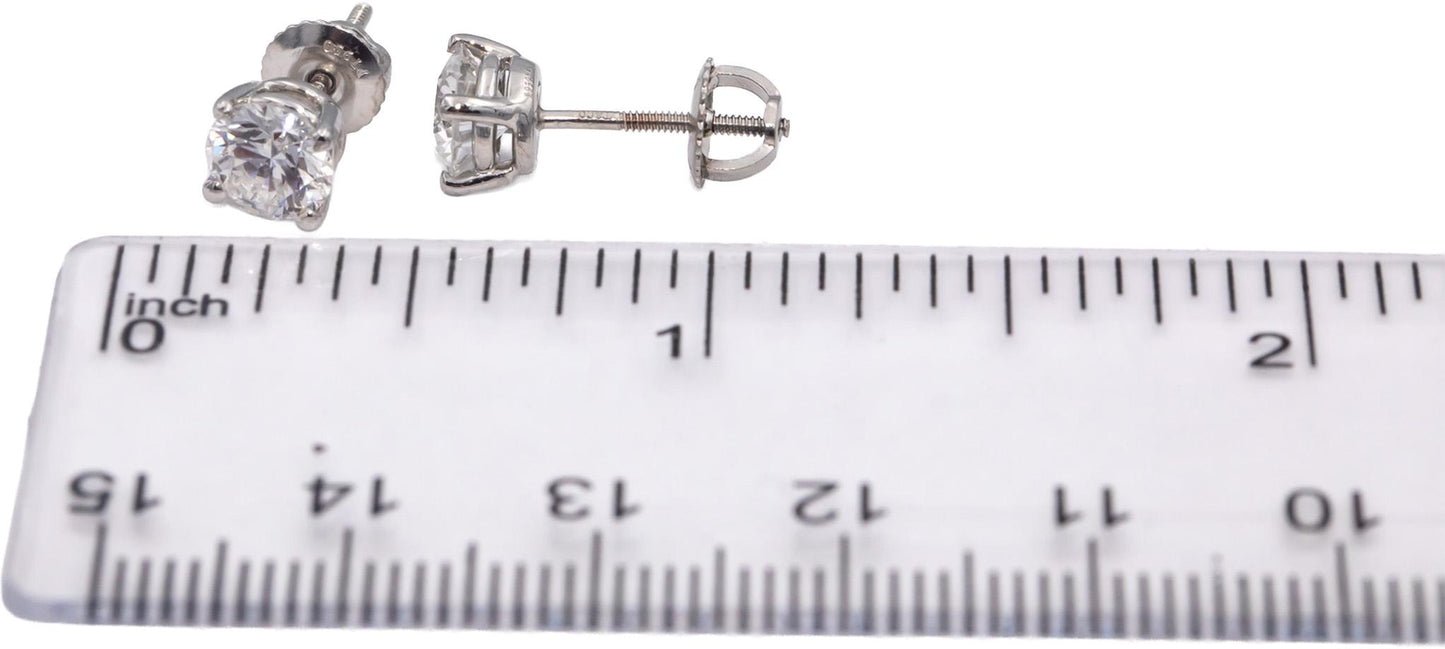 TIFFANY & CO. GIA Certified Round Diamond Platinum Stud Earrings 1.50CT w/ Box