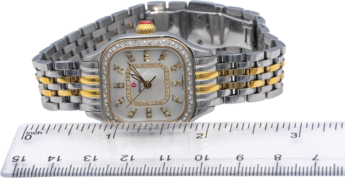MICHELE Meggie Two-Tone 18k Gold Plate Diamond MOP Dial Quartz Ladies Watch