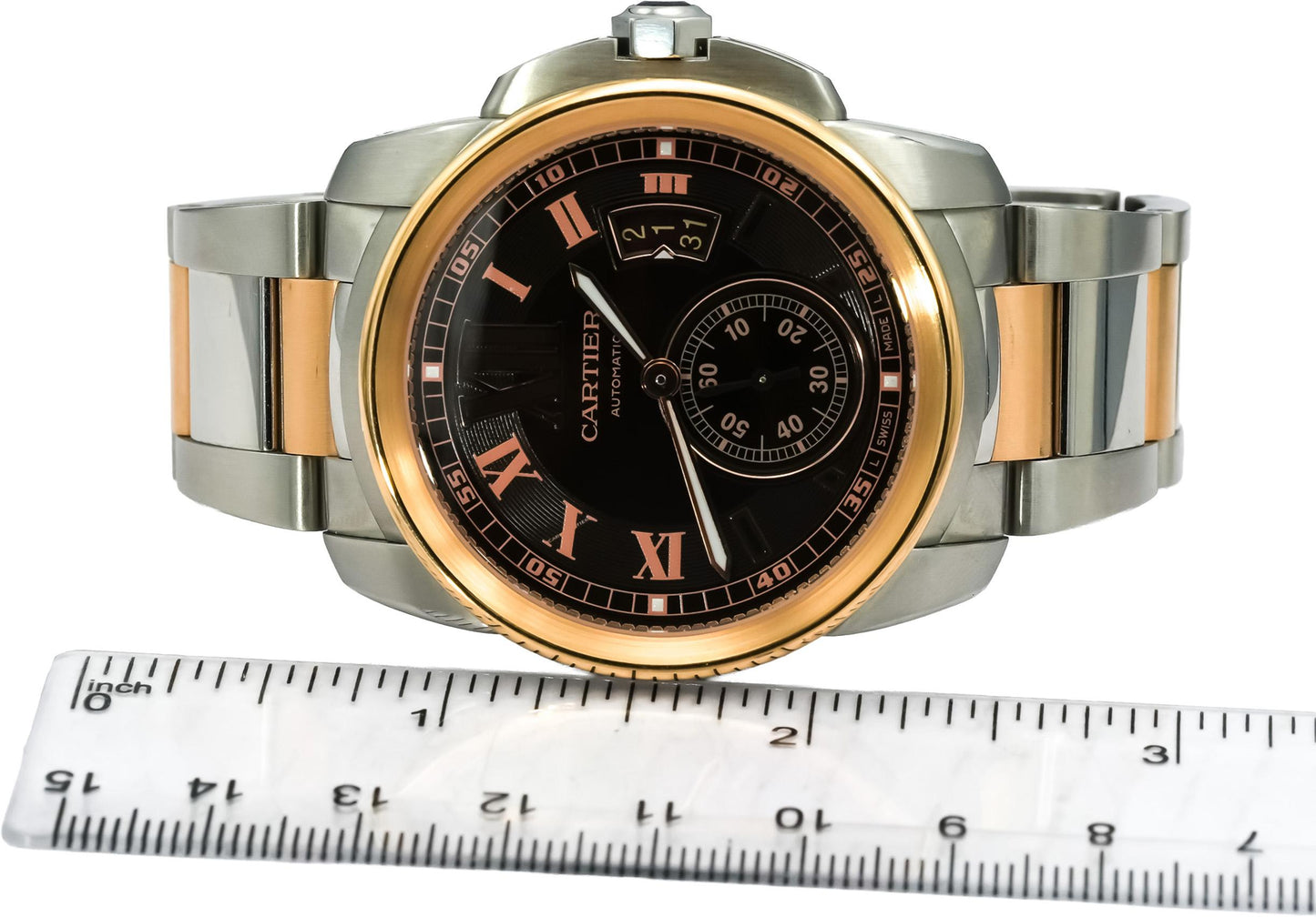 CARTIER 18k Rose Gold Stainless Steel Calibre De Cartier 3389 Automatic Watch