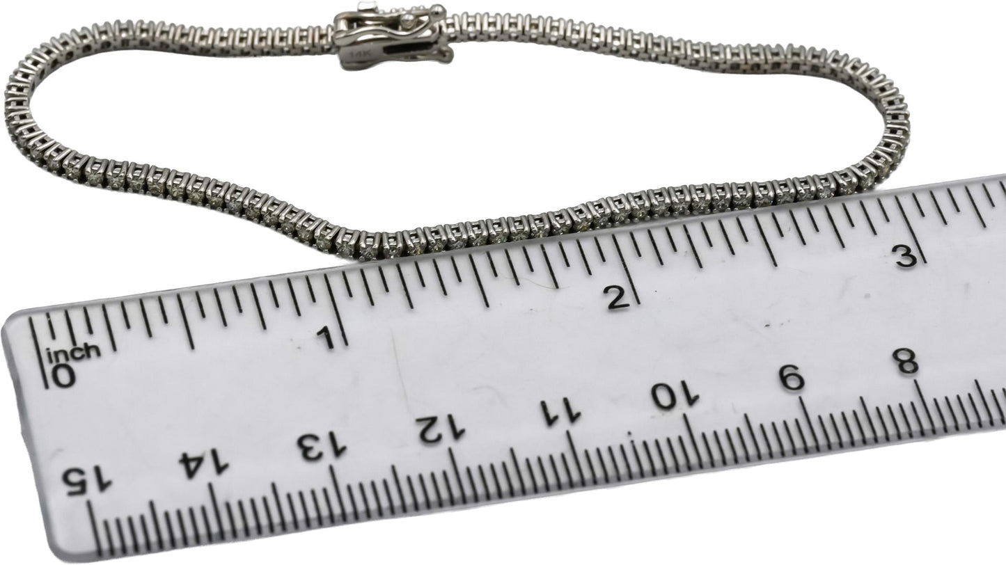 14k White Gold VS Round Diamond Tennis Bracelet 1.57CT