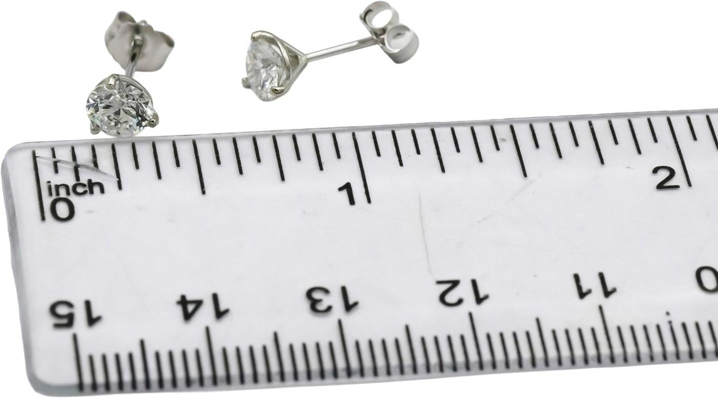 14k White Gold VS Round Lab-Grown Diamond Stud Earrings 1.14CT