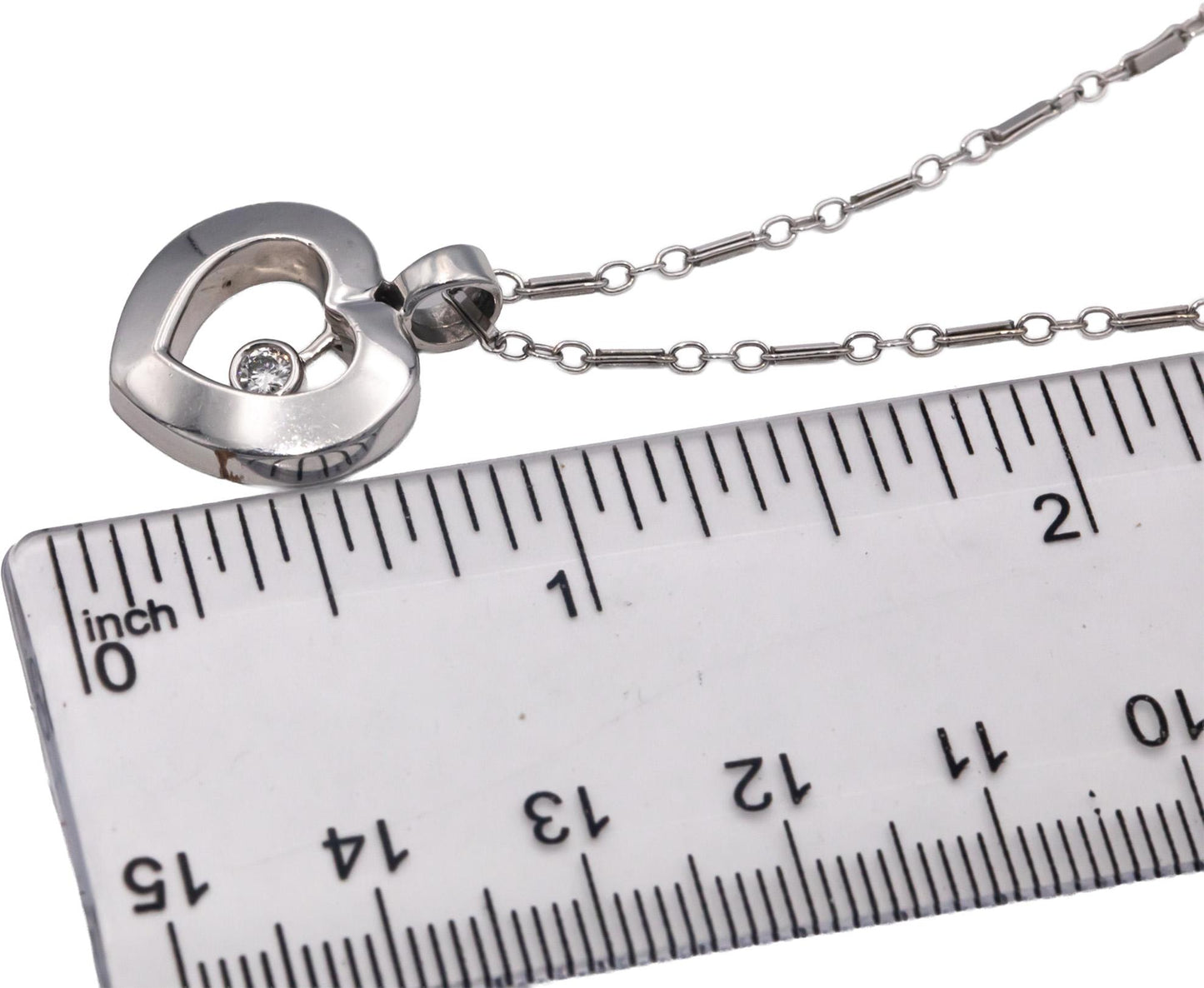 14k White Gold Round Diamond Solitaire Heart Pendant Necklace 0.10CT