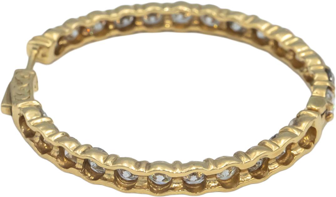 14k Yellow Gold Round Diamond Inside Out Circle Hoop Earrings 8.40CT