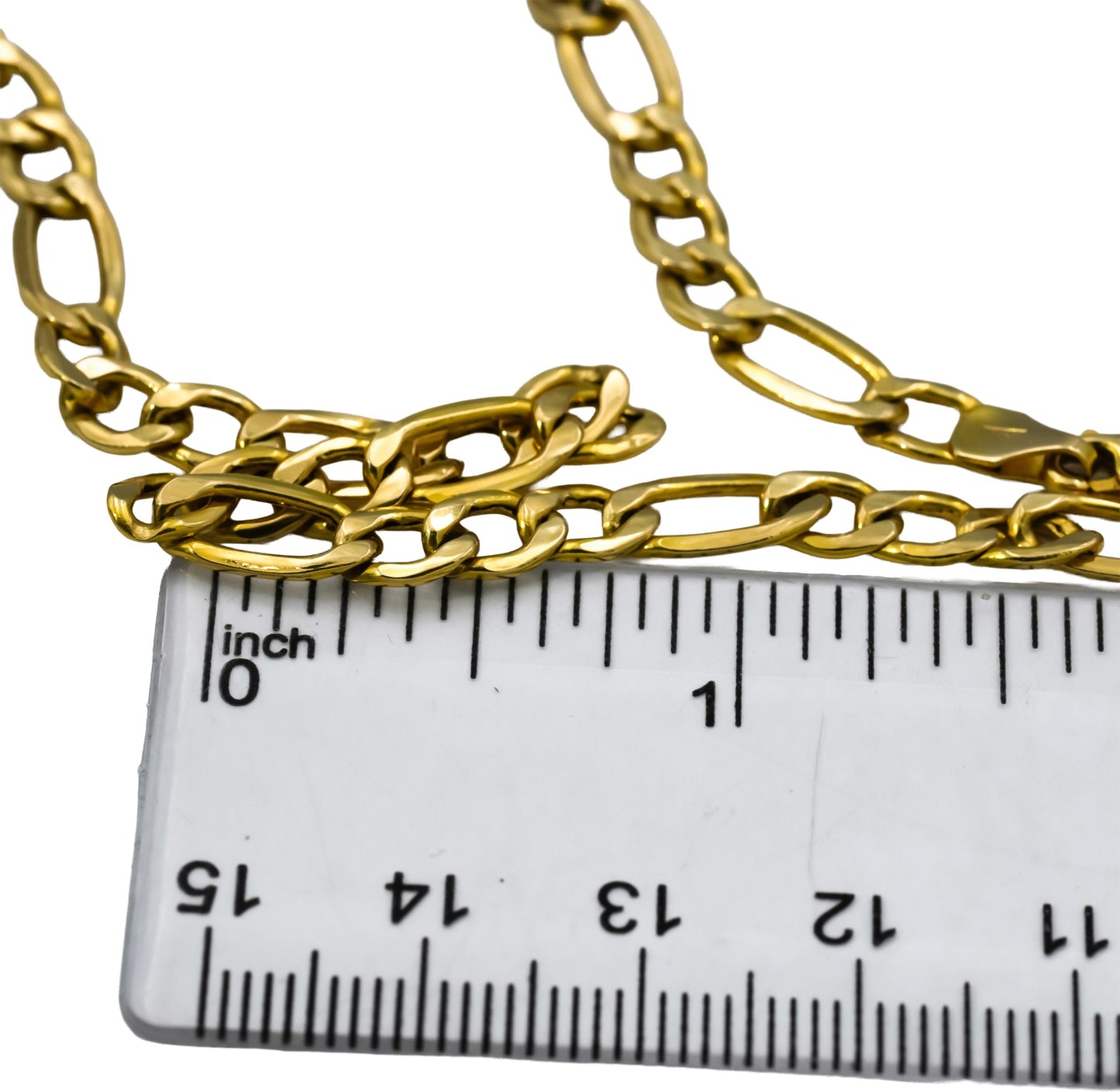 14k Yellow Gold Figaro Link Chain Necklace 24.25 Inches Long